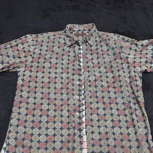 Tori Richard Red and Blue Circular Pattern Shirt